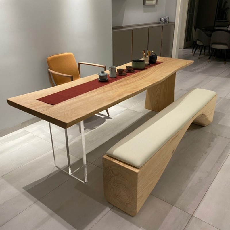 Tables - İskandinav Masif Ahşap Akrilik Yüzer Masa