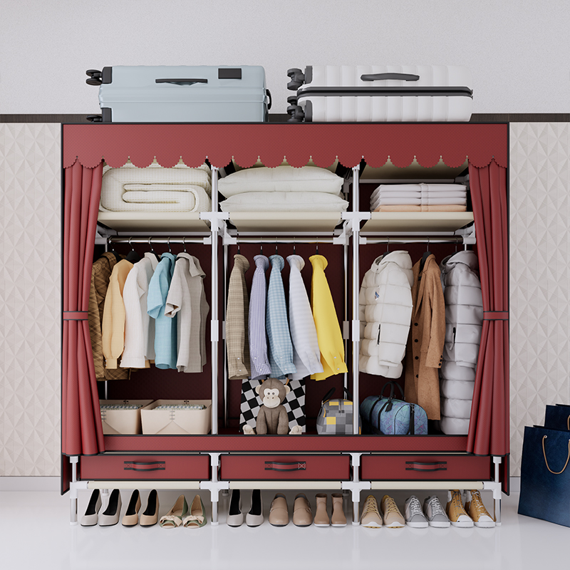 Wardrobe Closet Portable Fabric Cover - Taşınabilir Gardırop, Çelik Çerçeveli, Dokunmamış Kumaş