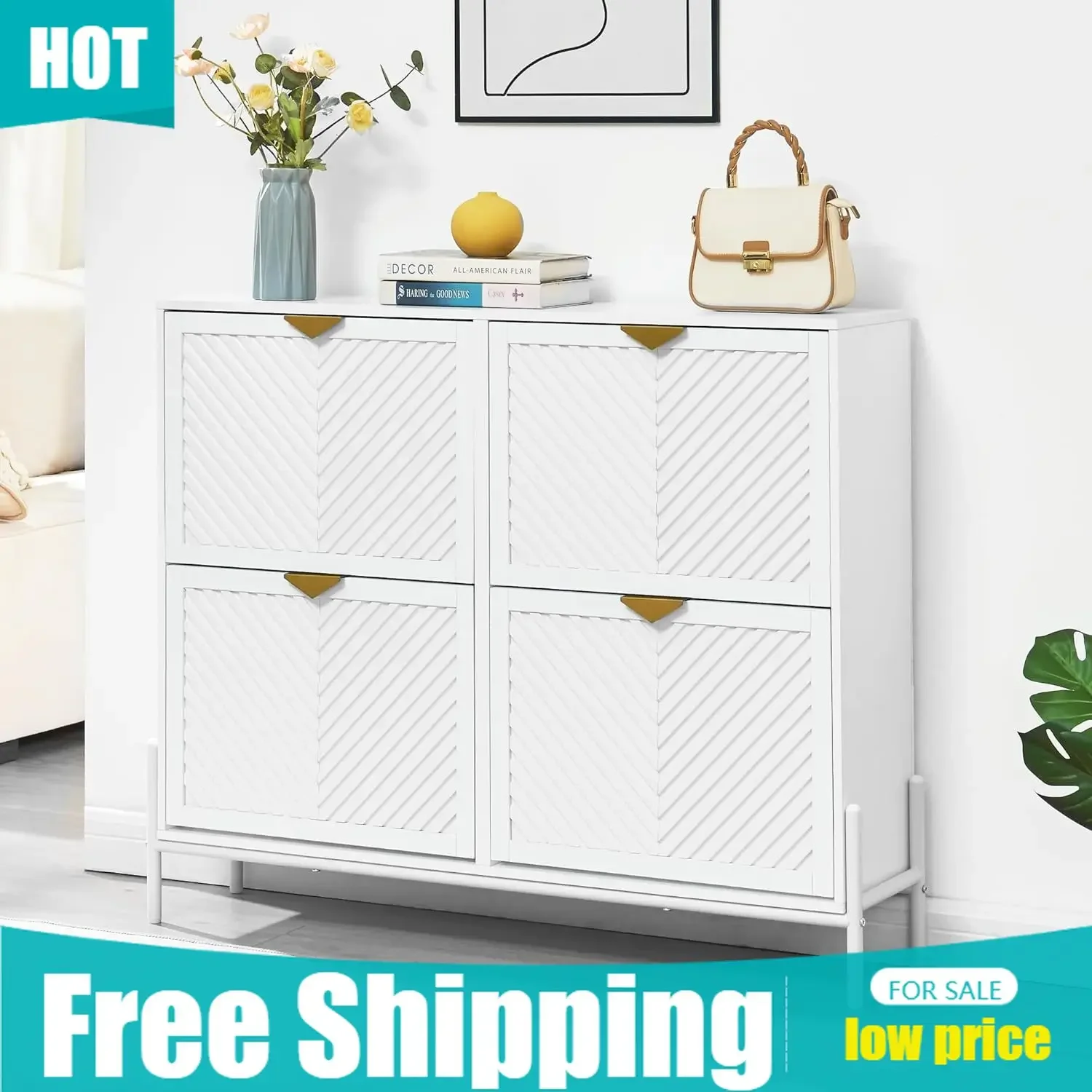 Shoe Rack Cabinet Narrow Entryway - 4 Çekmeceli Ayakkabı Dolabı, Giriş Yolu