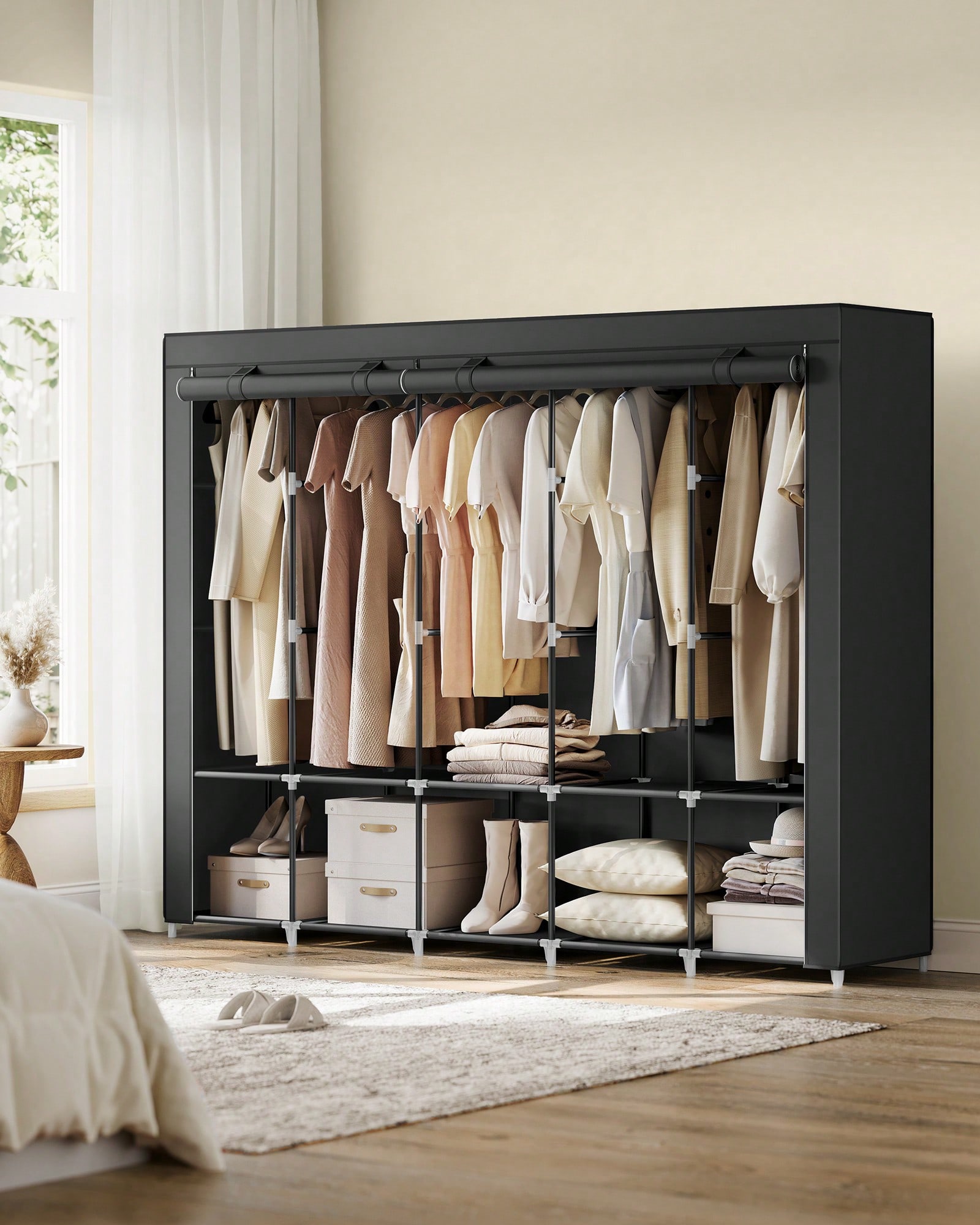 Wardrobe Closet Portable Fabric Cover - 83 İnç Ekstra Büyük Taşınabilir Dolap