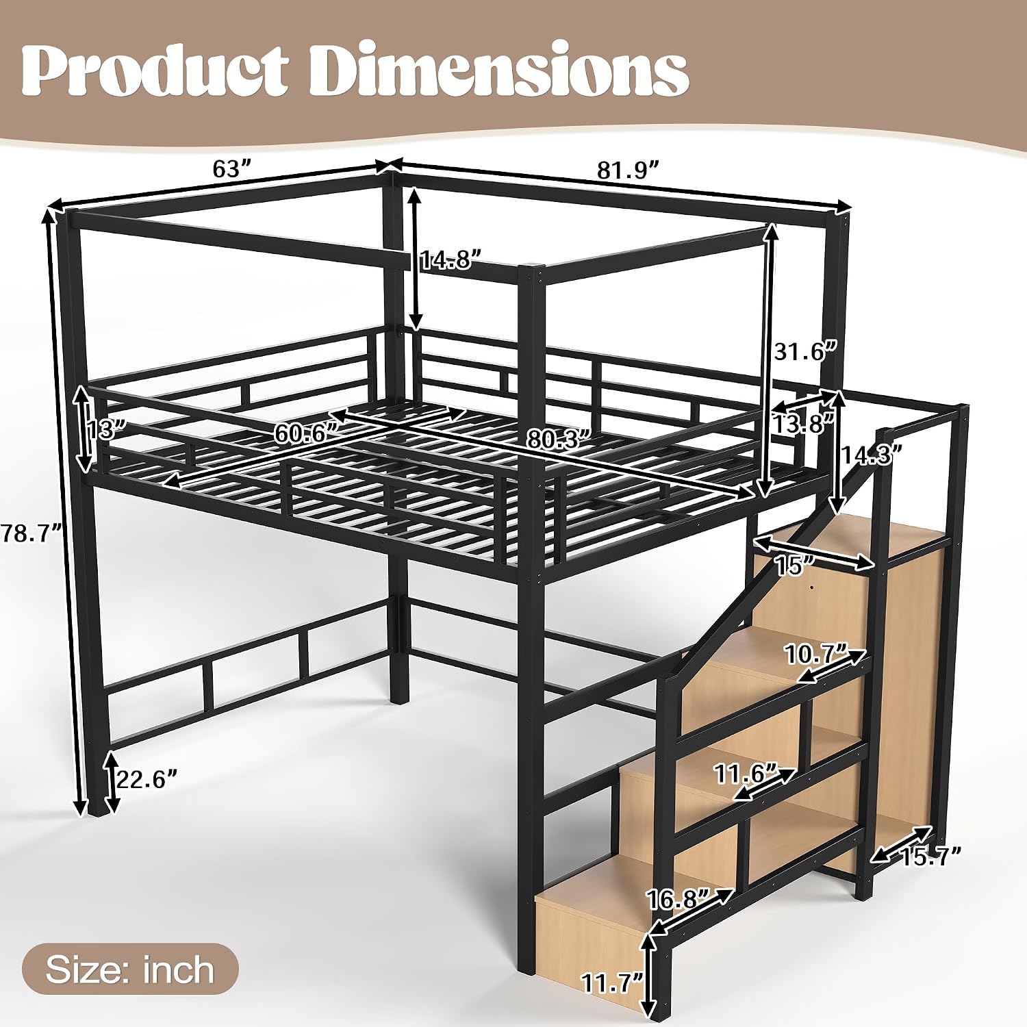 Canopy Bed Frame Metal Queen - Depolama Alanlı ve Gardıroplu, Metal Çerçeveli,