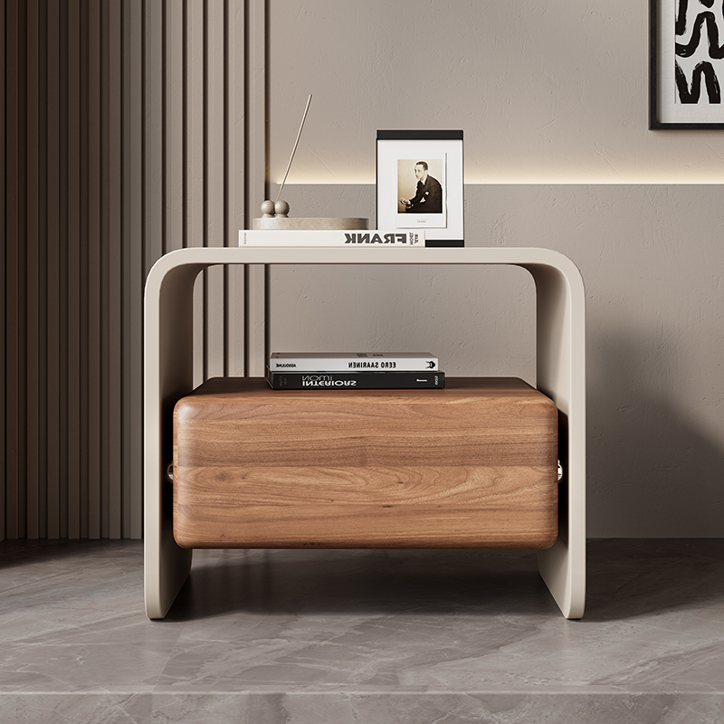 Solid Wood Nightstand 2 Drawers - Lüks Masif Ahşap Döner Komodin Mobilyası