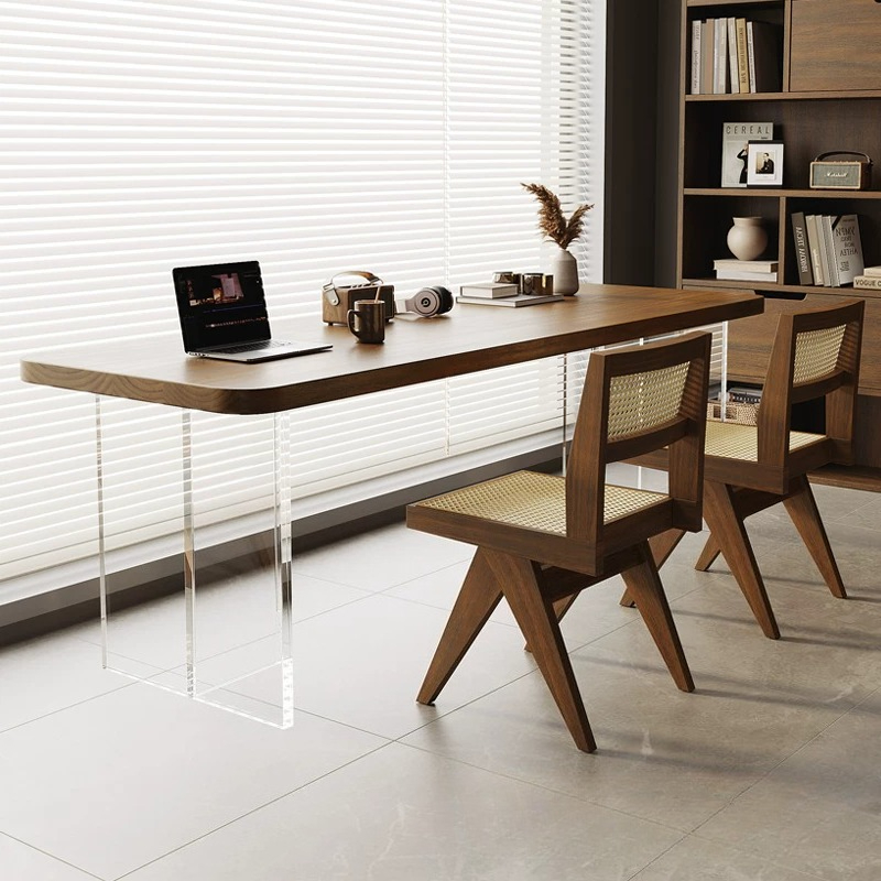 Bedroom Furniture - İskandinav Akrilik Yüzer Masif Ahşap Masa