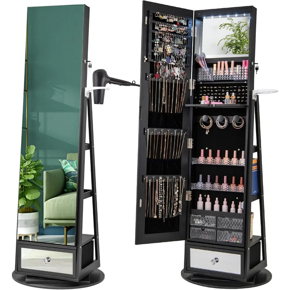 Full Length Mirror Jewelry Armoire - 360 ° Döner Mücevher Dolabı 64,5