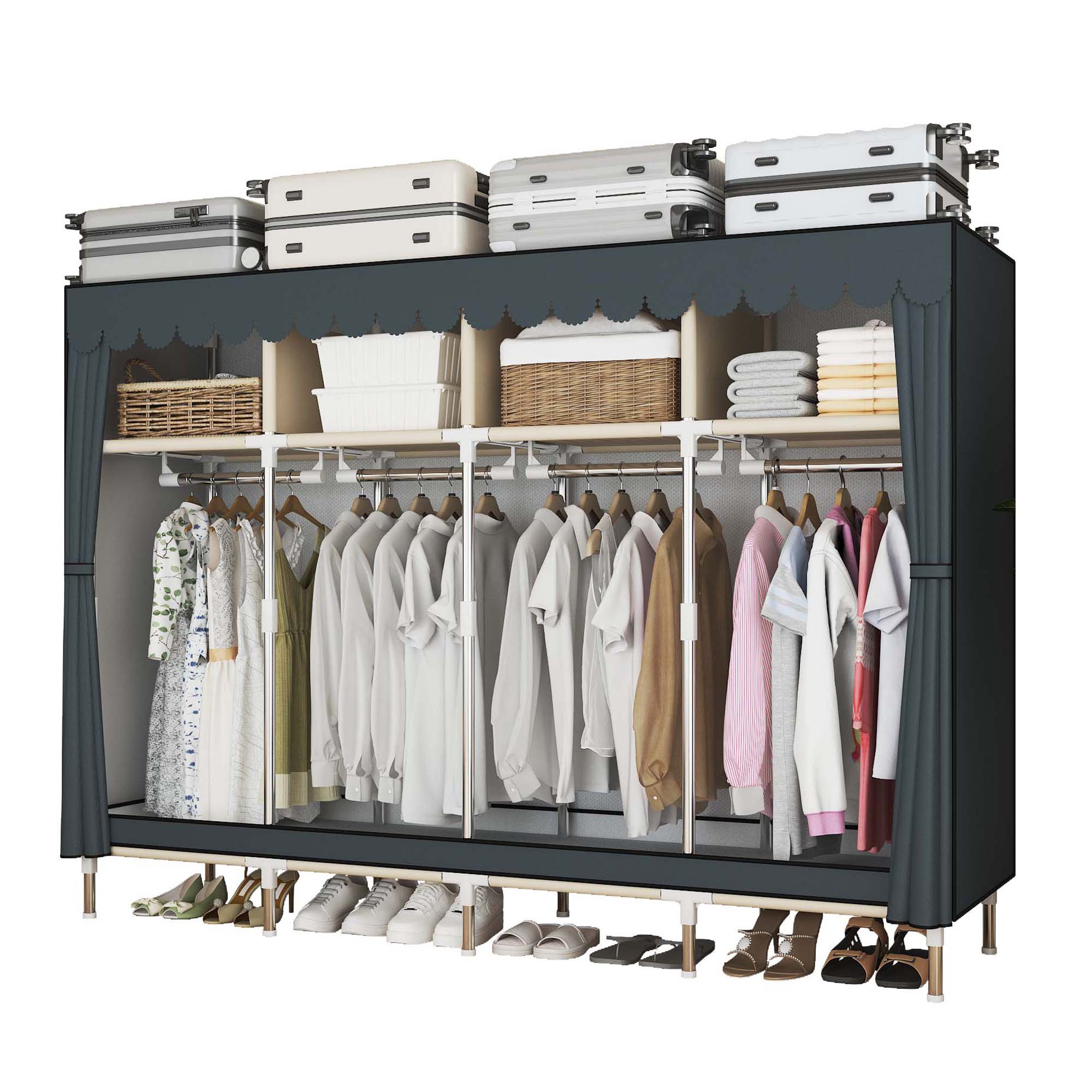 Wardrobe Closet Portable Fabric Cover - 79 İnç Genişliğinde Çekmeceli Gardırop, Toz