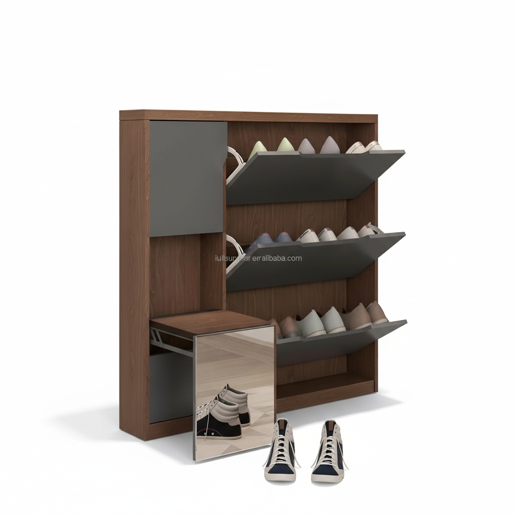 Shoe Rack Cabinet Narrow Entryway - İnce Ayakkabı Dolabı, 17cm/6.7 inç Ahşap