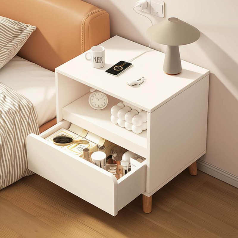 Solid Wood Nightstand 2 Drawers - Beyaz komodin Çekmeceli yatak odası Depolama