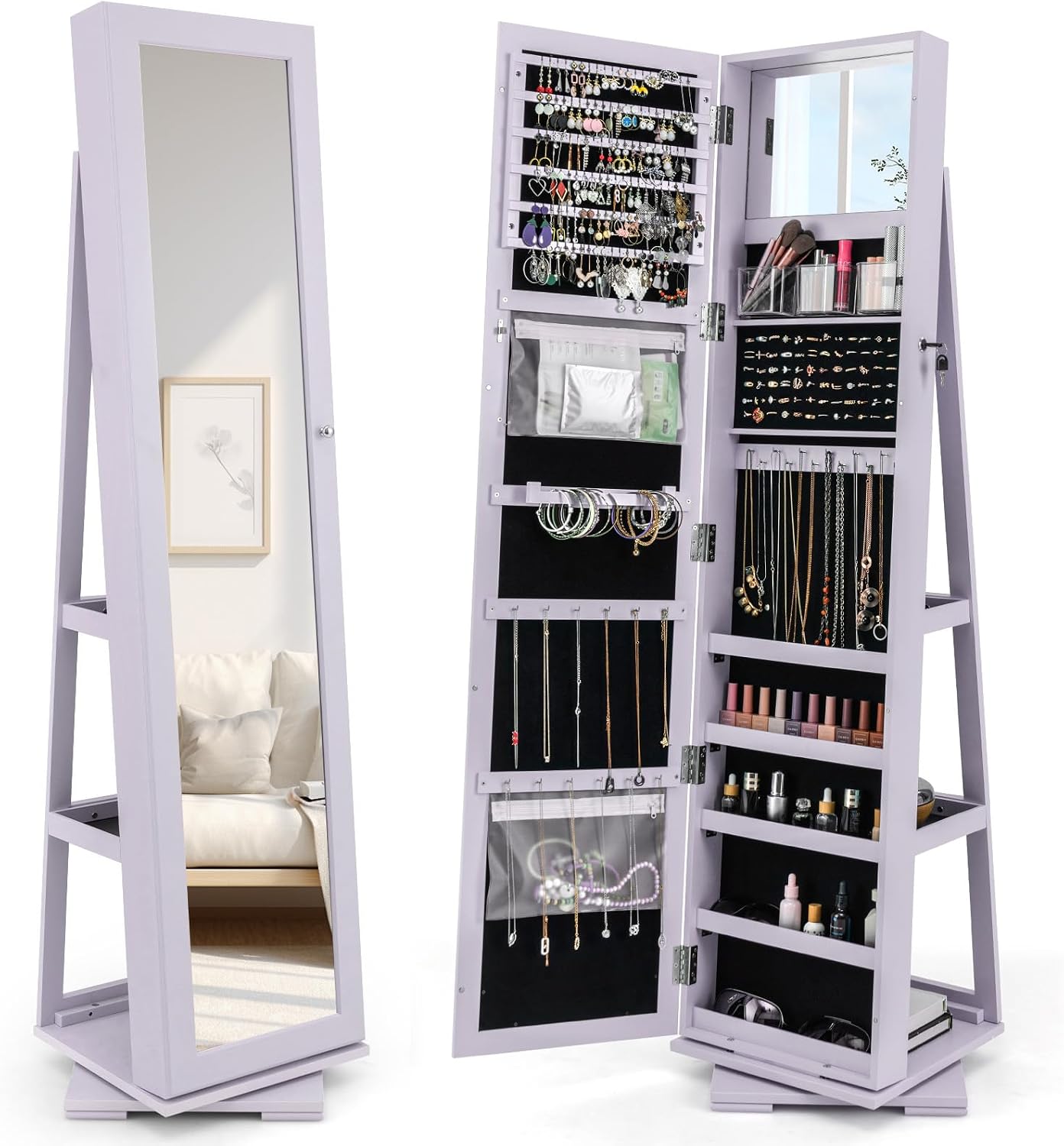 Full Length Mirror Jewelry Armoire - 360 Derece Dönen Mücevher Dolabı, Boy