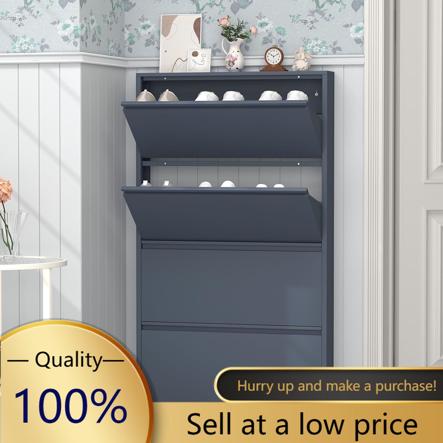 Shoe Rack Cabinet Narrow Entryway - 4 Çekmeceli Ayakkabı Dolabı, Giriş Yolu