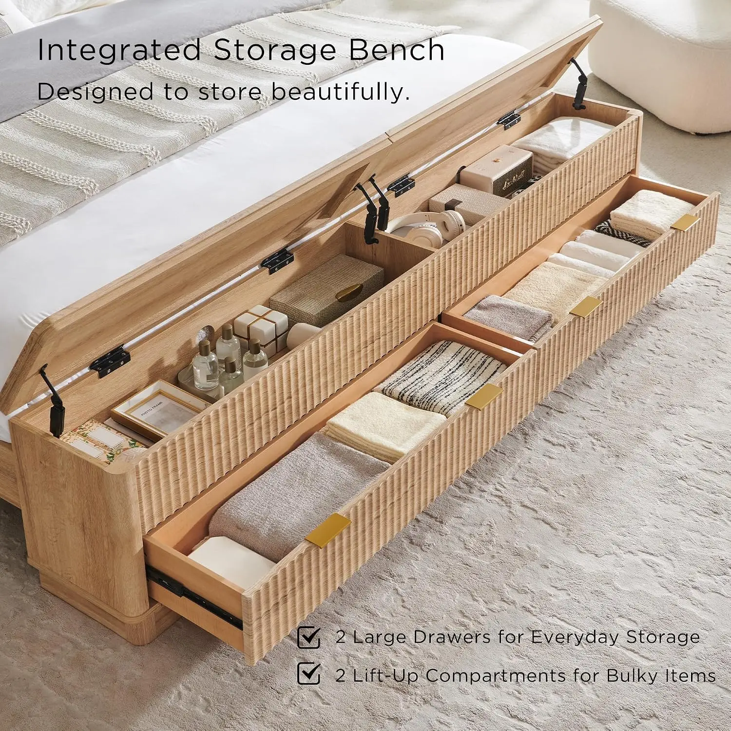 Kafa Tahtalı ve Depolama Bankl - King Size Bed Frame With Storage Drawers incelemesi ve fiyatı