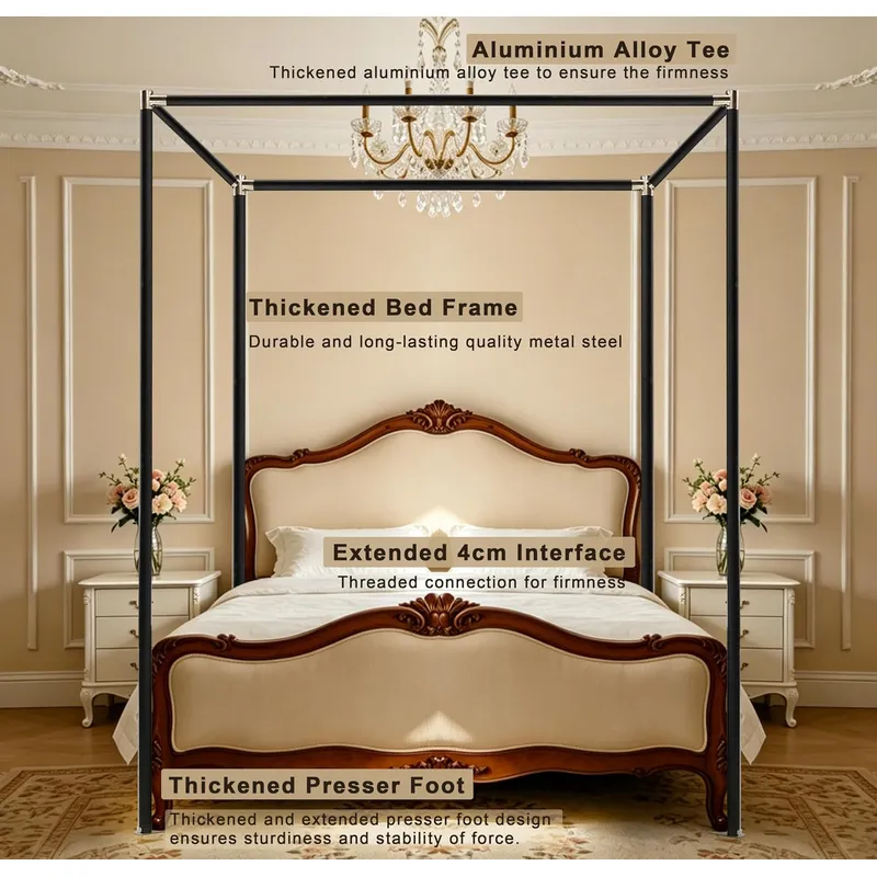 Paslanmaz Çelik Yatak Çerçeves - Canopy Bed Frame Metal Queen incelemesi ve fiyatı