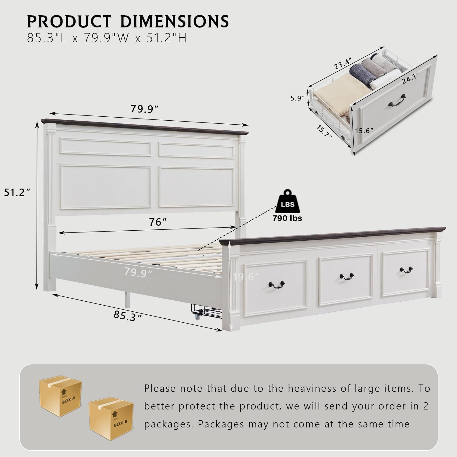 Çiftlik Evi Tarzı King Size Ya - King Size Bed Frame With Storage Drawers incelemesi ve fiyatı
