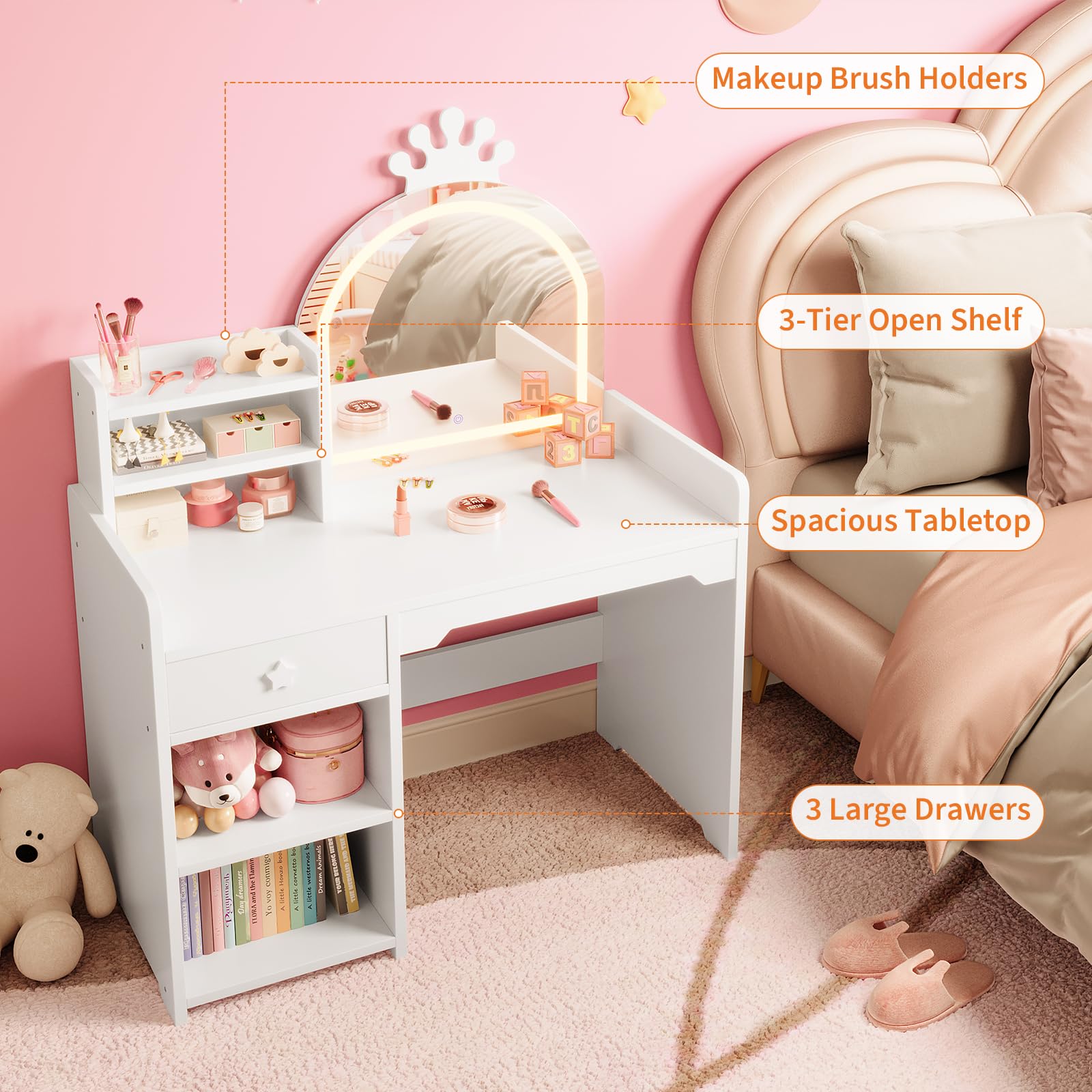 Çocuk Makyaj Masası ve Sandaly - Dressing Table Vanity With Lighted Mirror incelemesi ve fiyatı
