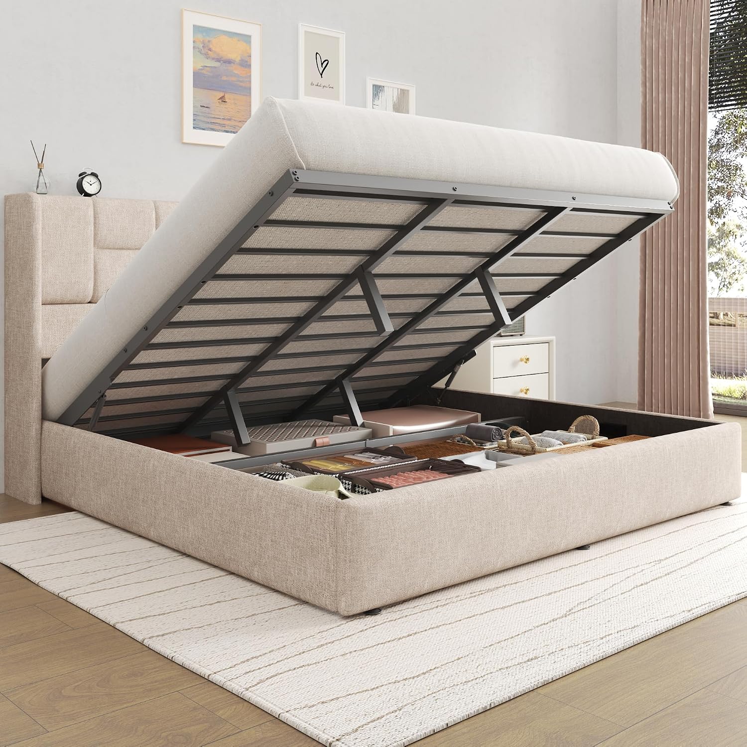 King Boyutunda Yatak Çerçevesi - Gas Lift Storage Bed Hydraulic incelemesi ve fiyatı