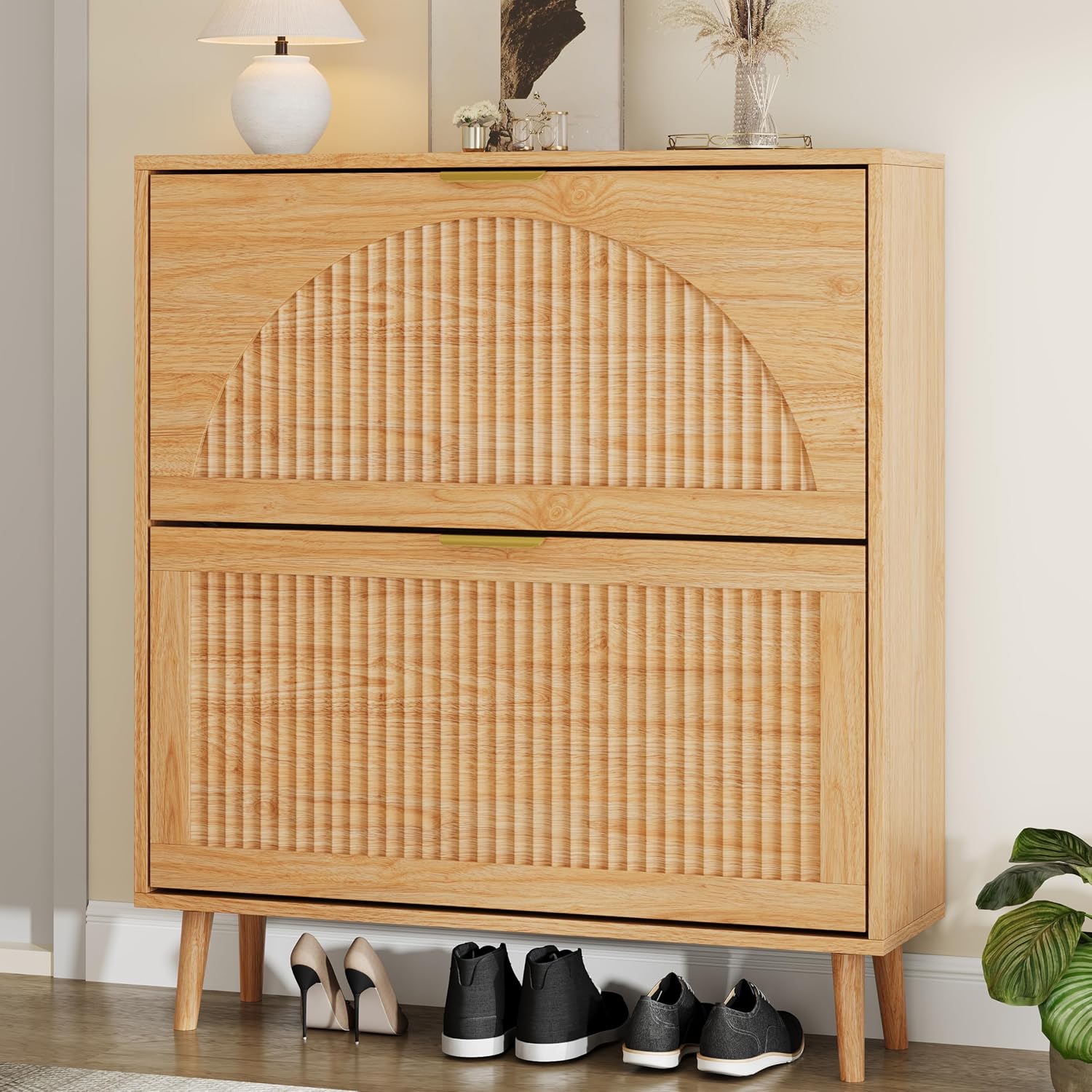 Ahşap Ayakkabı Dolabı, 2 Çekme - Shoe Rack Cabinet Narrow Entryway incelemesi ve fiyatı