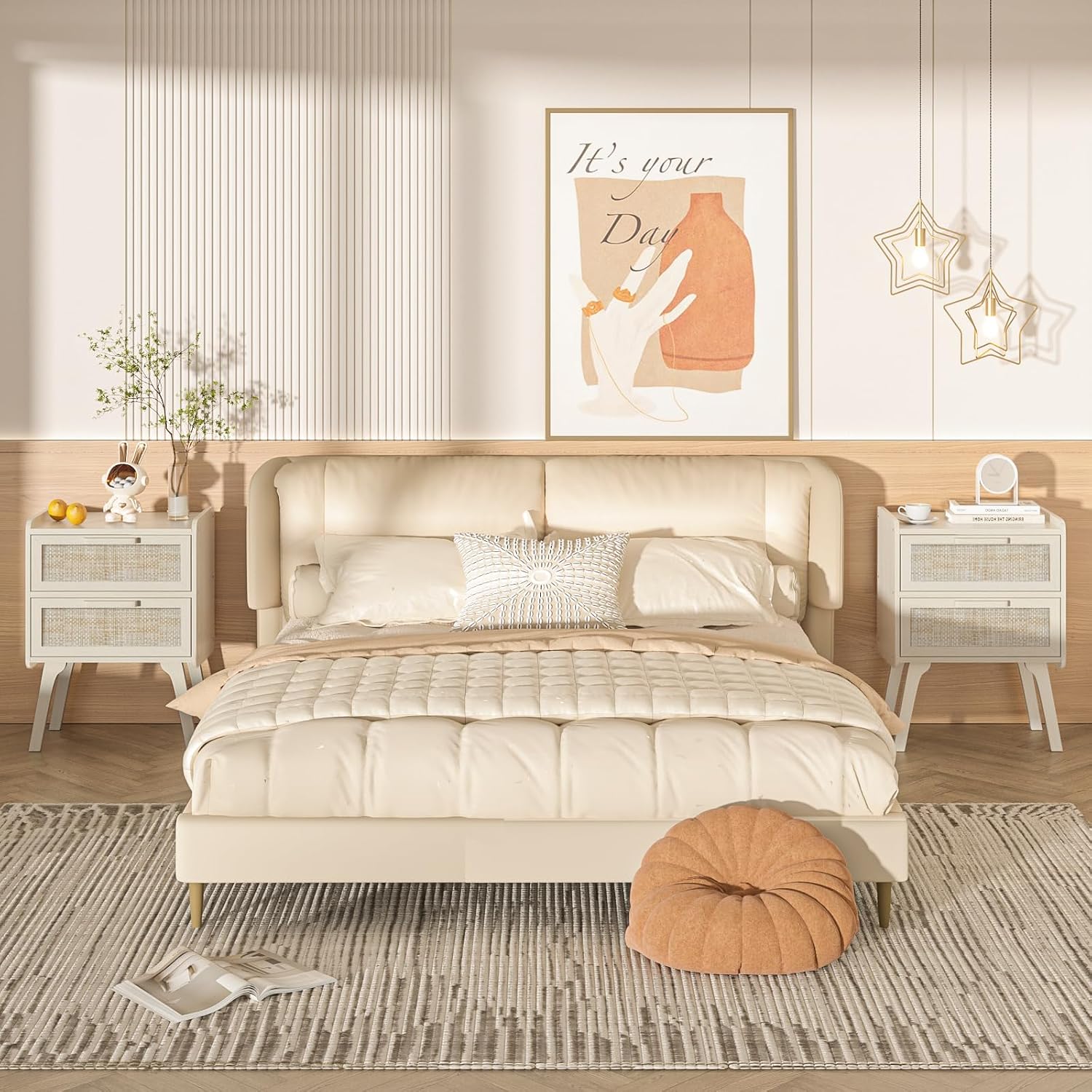 2'li Rattan Komodin Seti, 2 Çe - Solid Wood Nightstand 2 Drawers incelemesi ve fiyatı