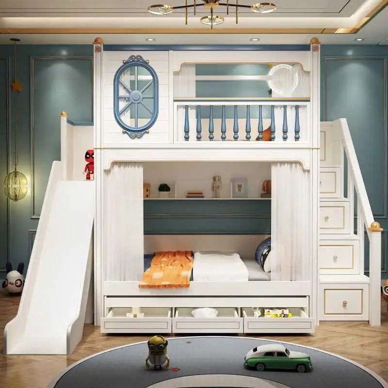 Lüks Çocuk Odası Mobilyaları K - Bunk Bed With Stairs And Slide incelemesi ve fiyatı