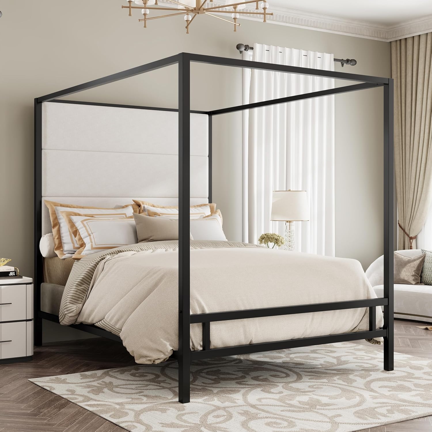 Kraliçe Boy Yatak Çerçevesi Me - Canopy Bed Frame Metal Queen incelemesi ve fiyatı