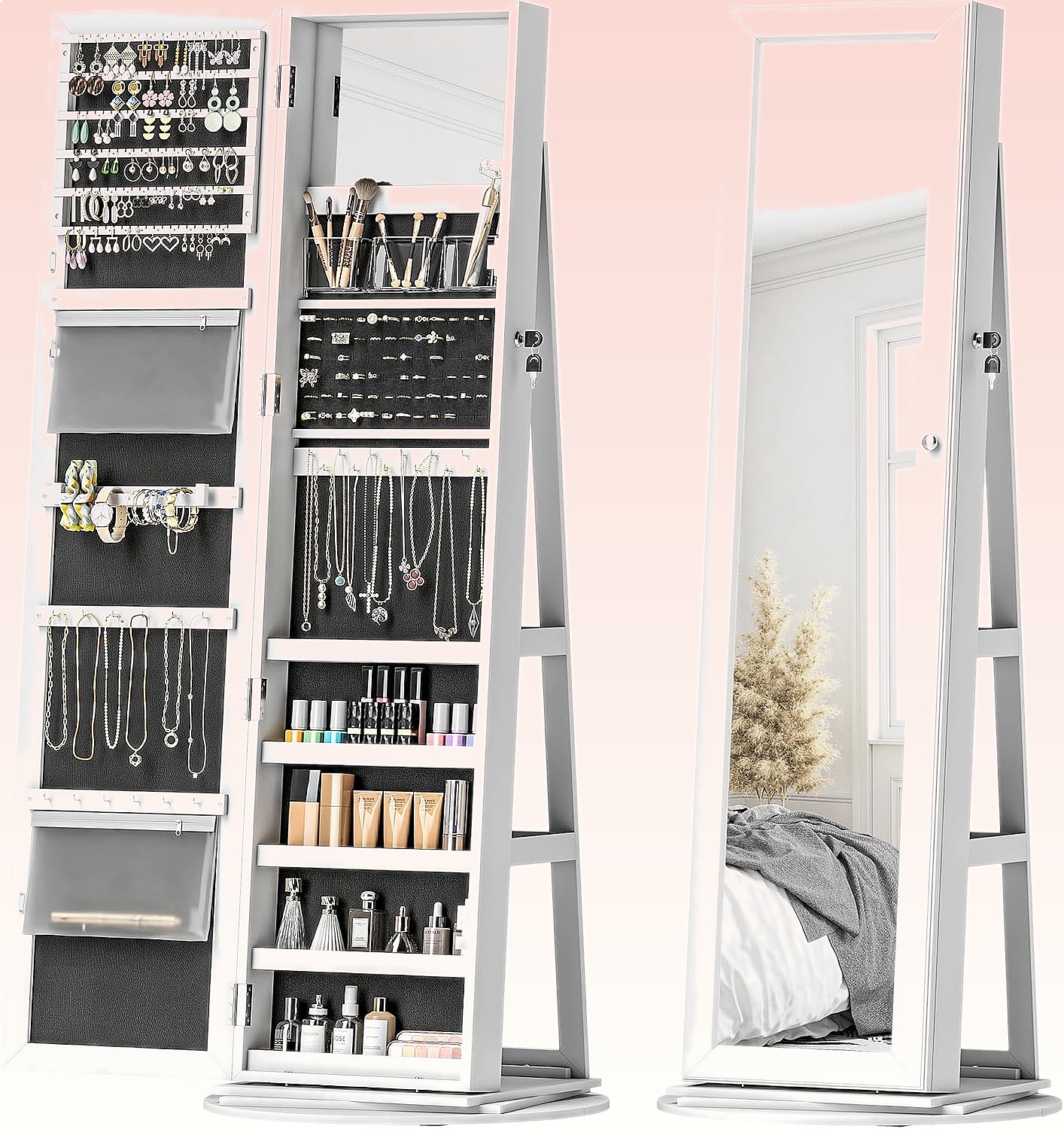 HOMCOM 360 °   Döner Kilitlene - Full Length Mirror Jewelry Armoire incelemesi ve fiyatı