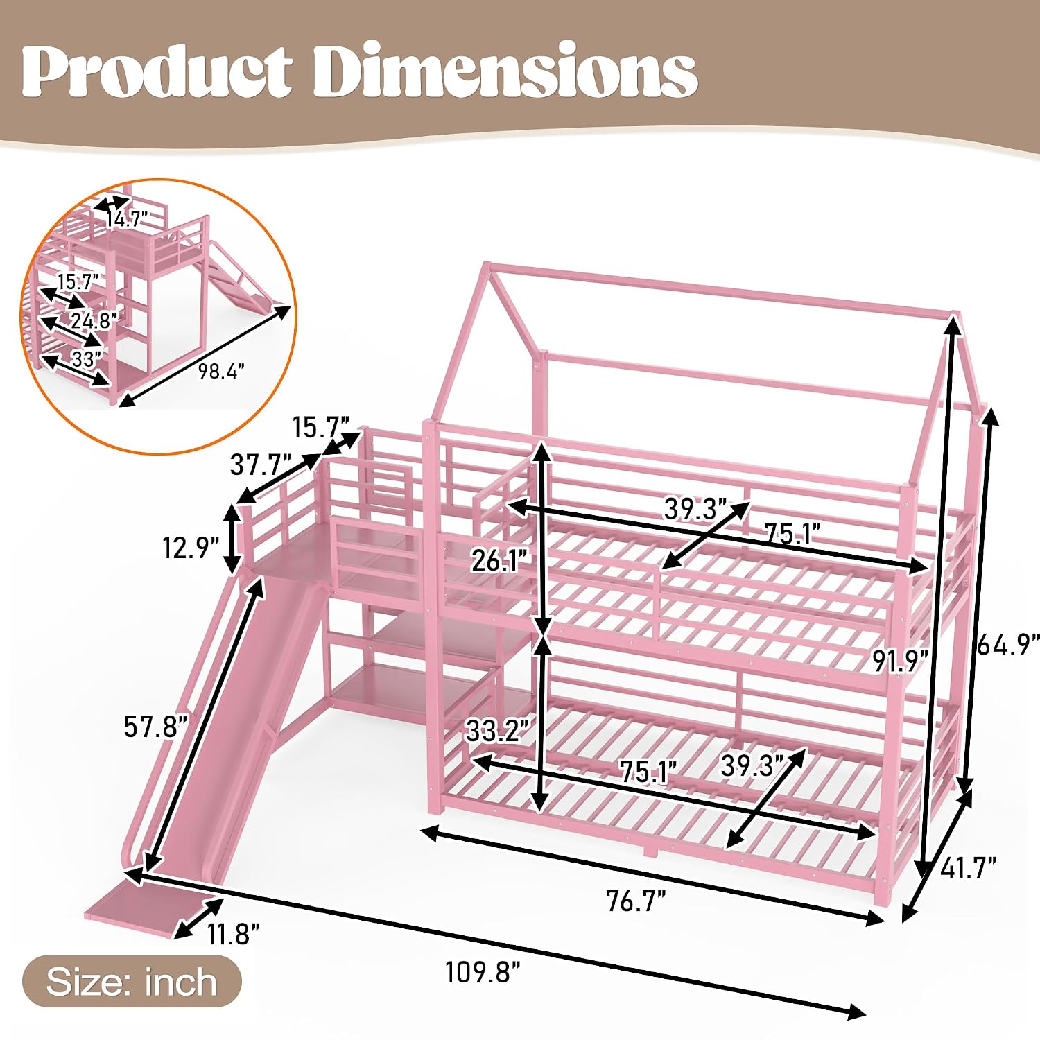Kaydıraklı ve Depolama Alanlı  - Bunk Bed With Stairs And Slide incelemesi ve fiyatı