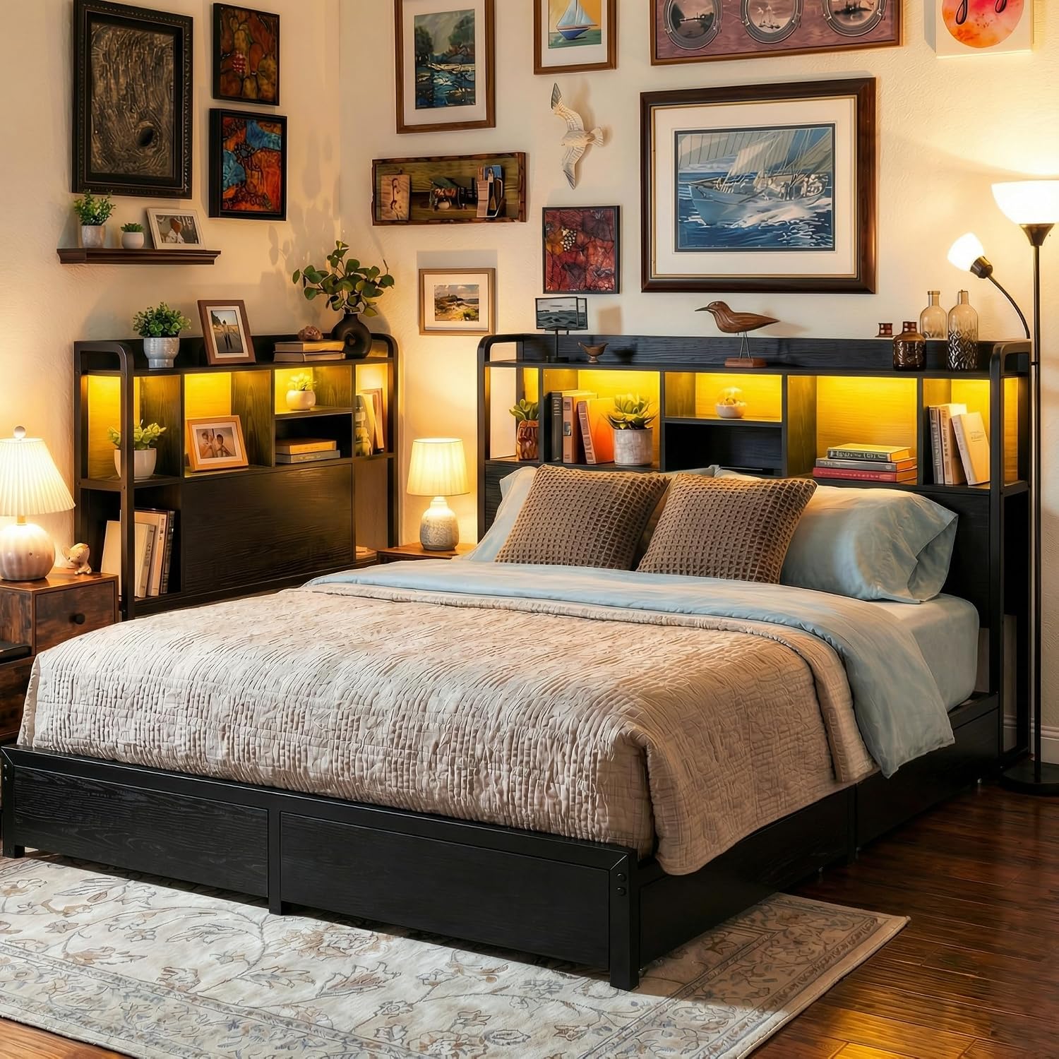 King Size Yatak Çerçevesi, Dep - King Size Bed Frame With Storage Drawers incelemesi ve fiyatı
