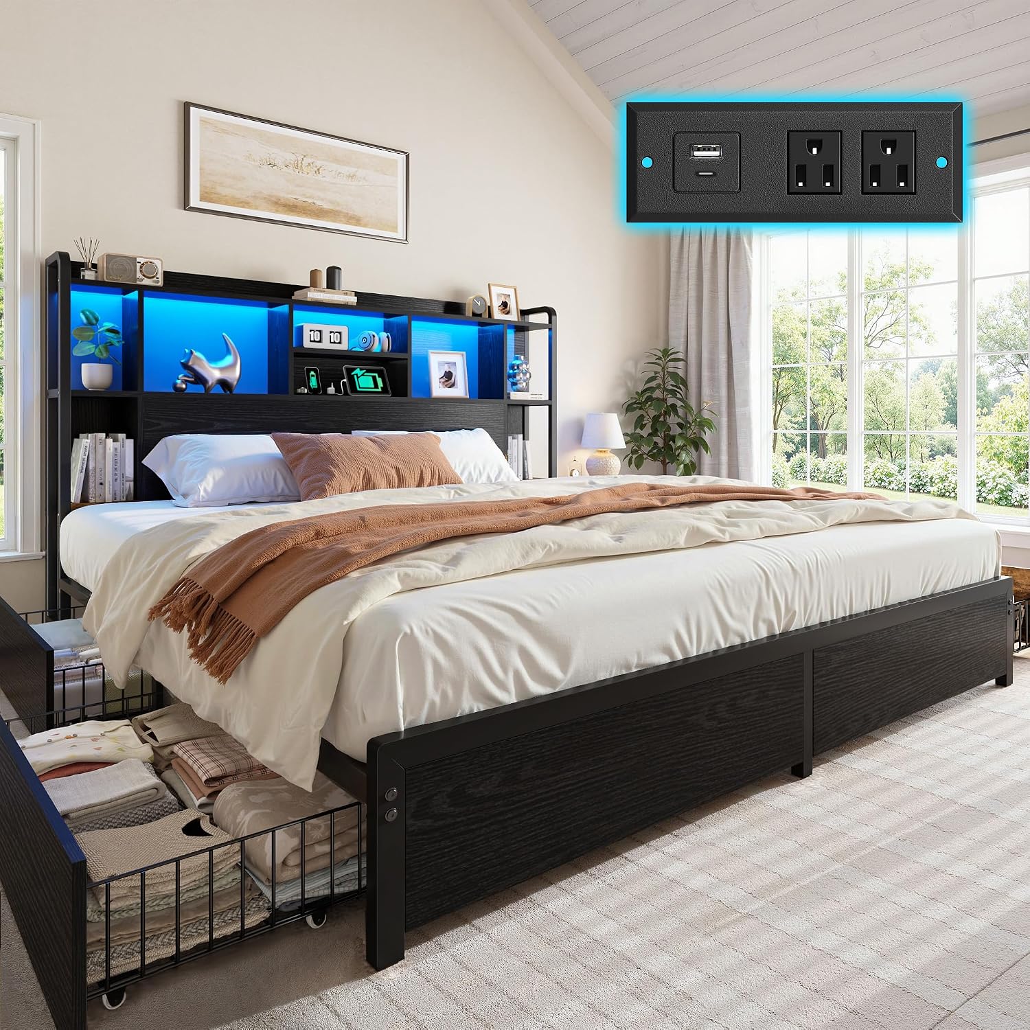 King Size Yatak Çerçevesi, Dep - King Size Bed Frame With Storage Drawers incelemesi ve fiyatı