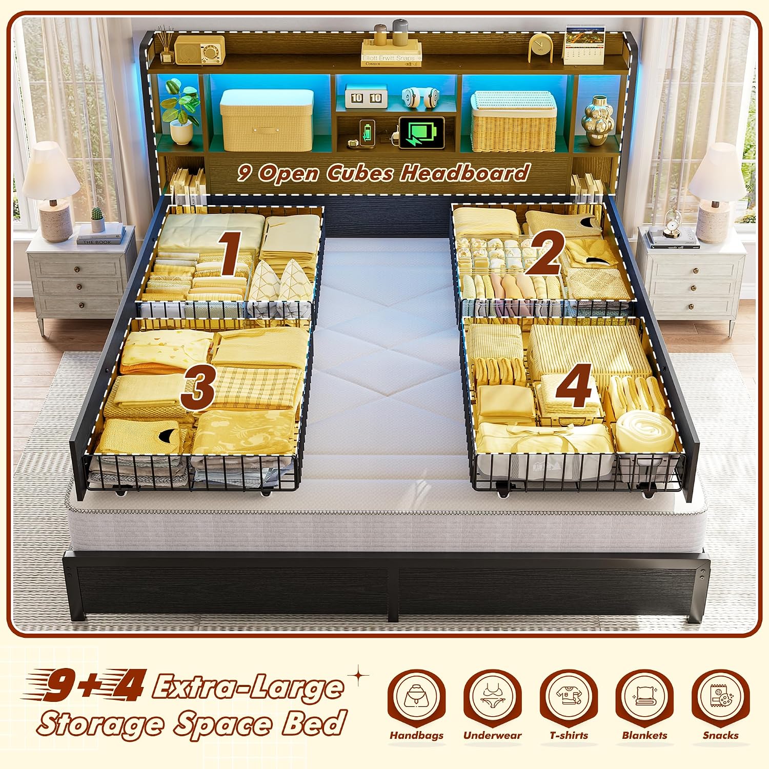 King Size Yatak Çerçevesi, Dep - King Size Bed Frame With Storage Drawers incelemesi ve fiyatı