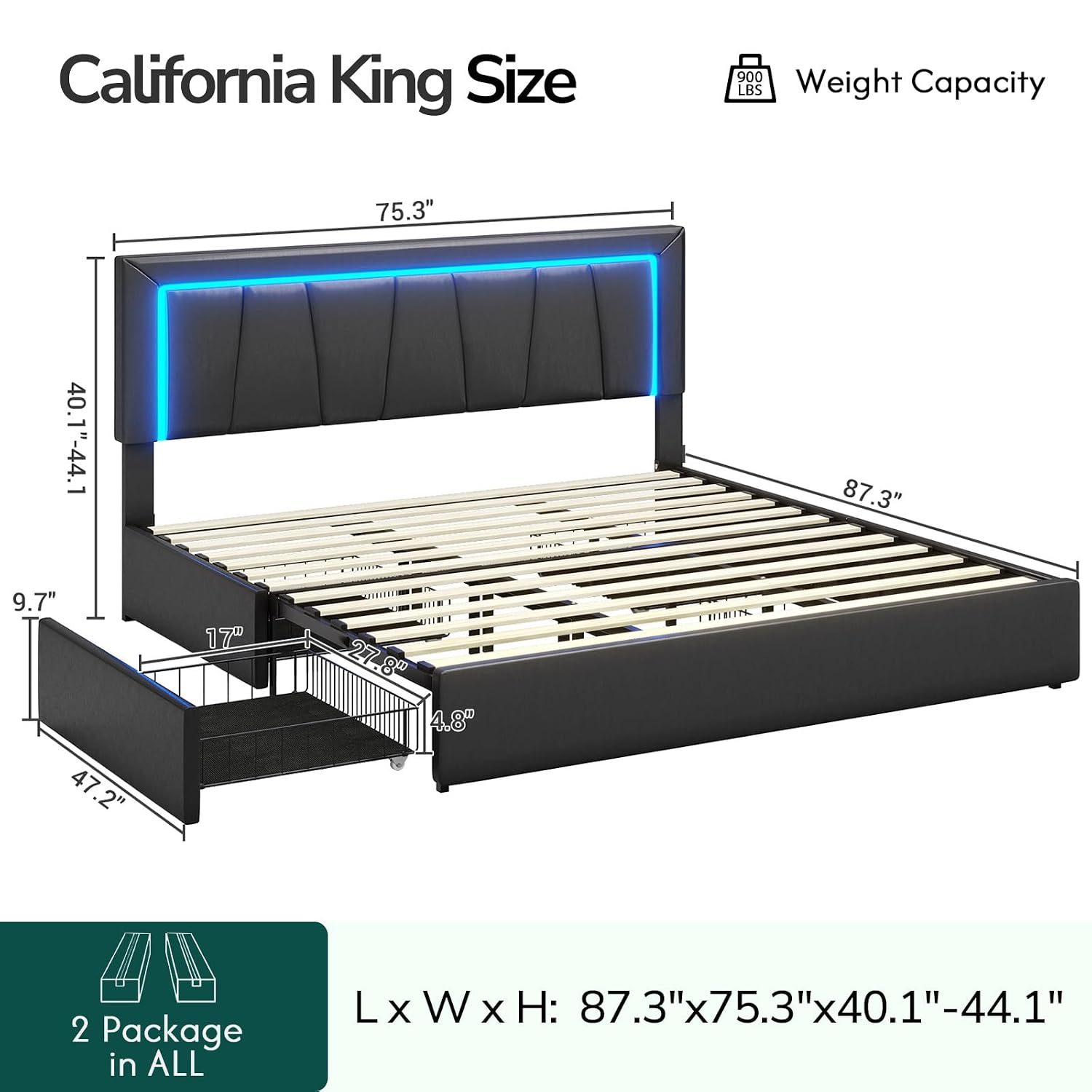 Kaliforniya King Yatak Çerçeve - King Size Bed Frame With Storage Drawers incelemesi ve fiyatı
