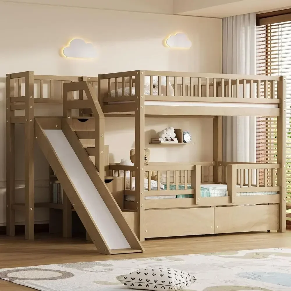 Çift Katlı Ahşap Ranza, Kaydır - Bunk Bed With Stairs And Slide incelemesi ve fiyatı