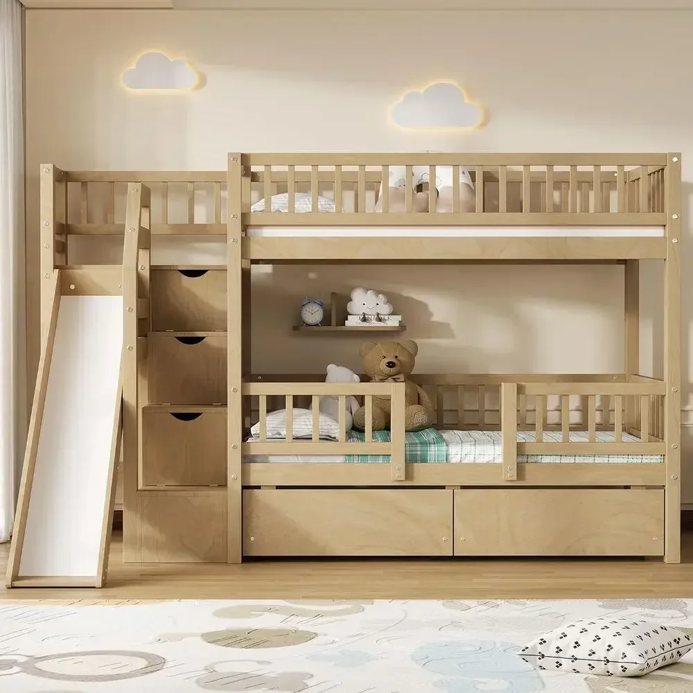 Çift Katlı Ahşap Ranza, Kaydır - Bunk Bed With Stairs And Slide incelemesi ve fiyatı