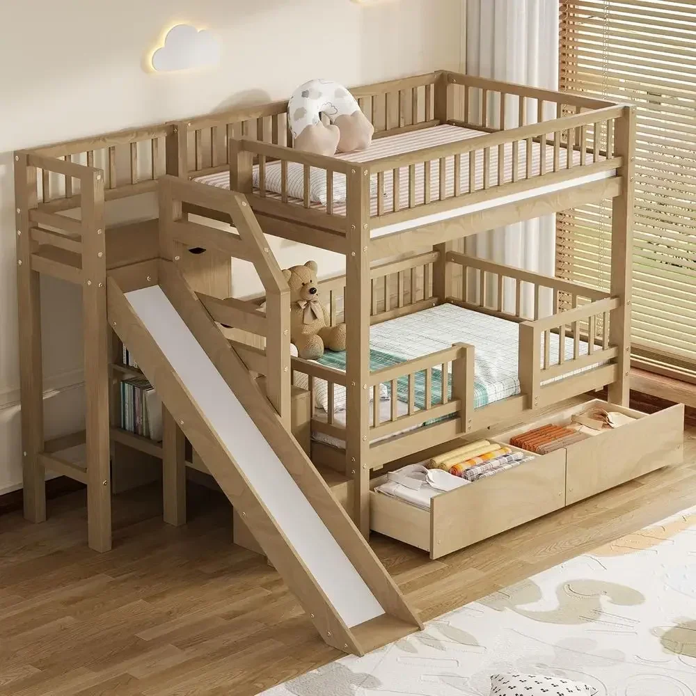 Çift Katlı Ahşap Ranza, Kaydır - Bunk Bed With Stairs And Slide incelemesi ve fiyatı