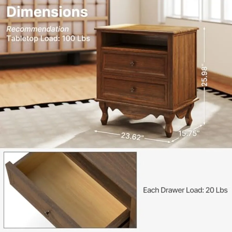 Masif Ahşap Komodin, 2 Çekmece - Solid Wood Nightstand 2 Drawers incelemesi ve fiyatı
