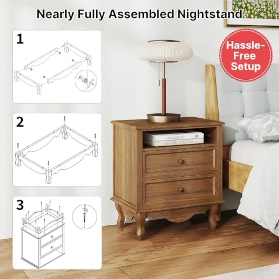 Masif Ahşap Komodin, 2 Çekmece - Solid Wood Nightstand 2 Drawers incelemesi ve fiyatı