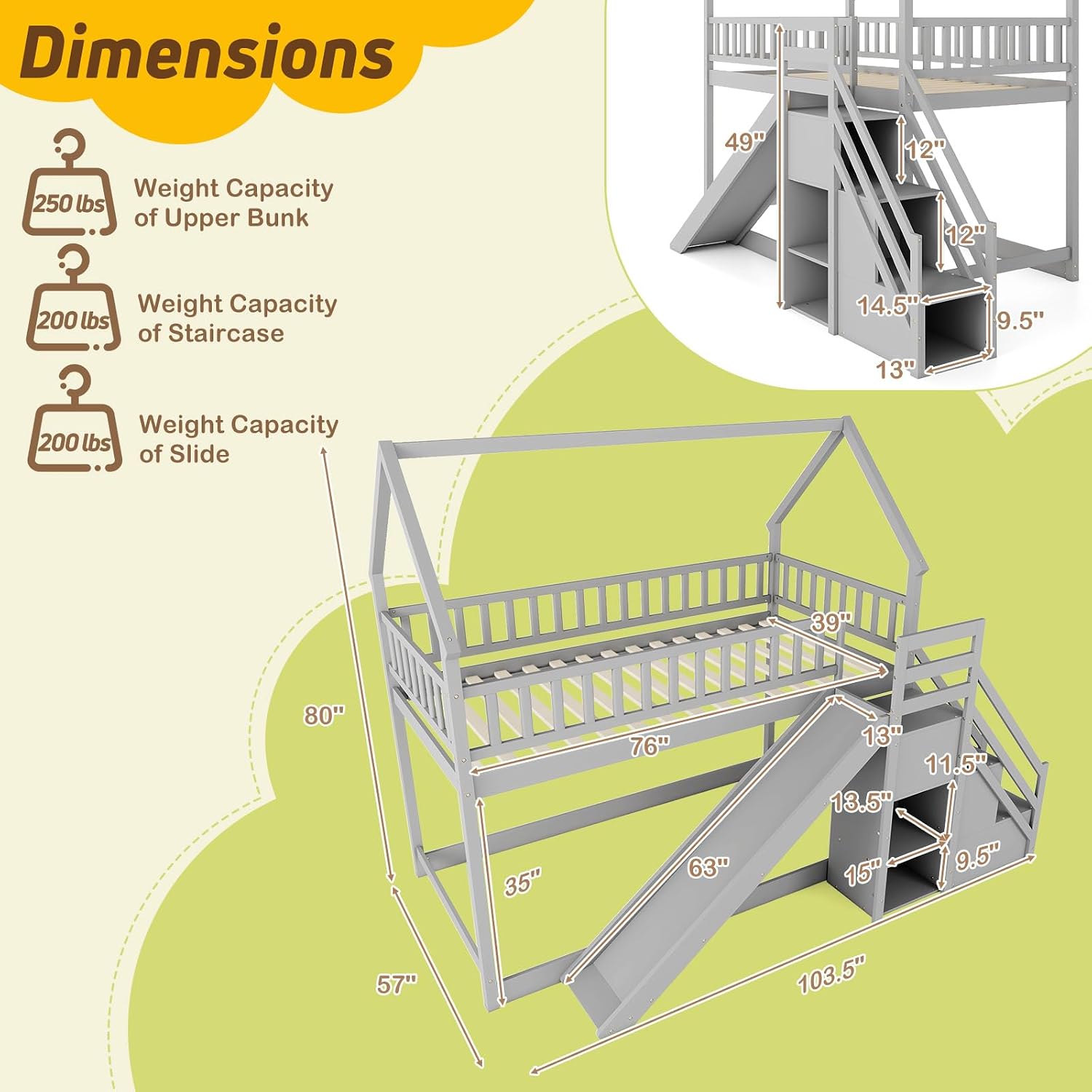 Çocuklar ve Gençler İçin Kaydı - Bunk Bed With Stairs And Slide incelemesi ve fiyatı
