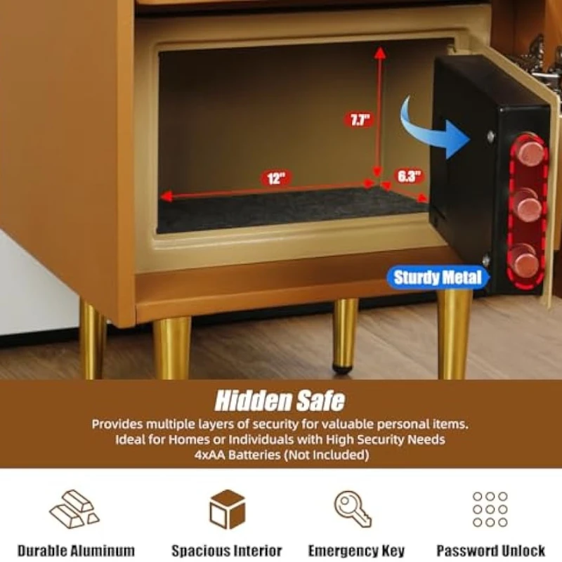 Gizli Kasalı ve Parmak İziyle  - Solid Wood Nightstand 2 Drawers incelemesi ve fiyatı
