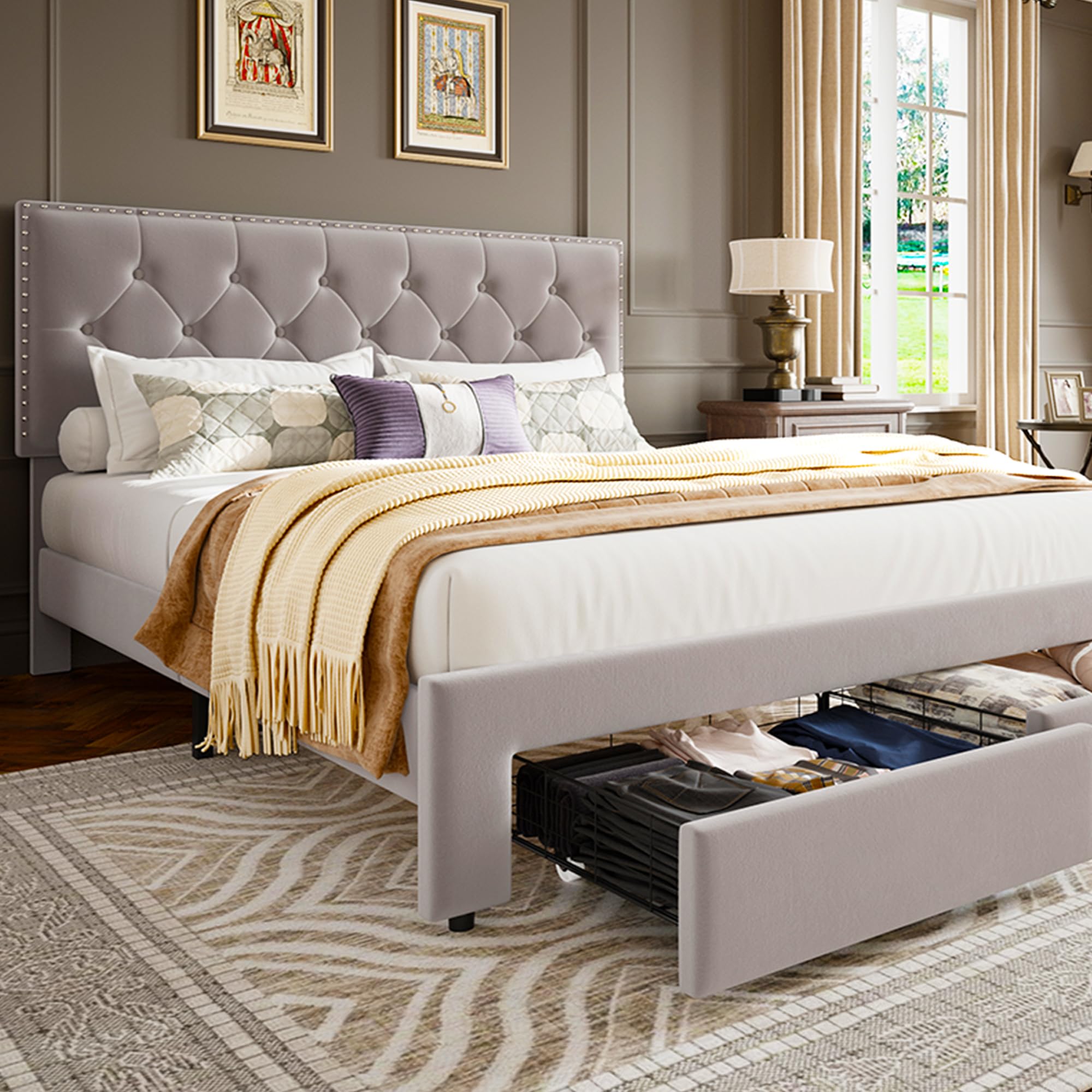 2 adet çekmeceli, büyük boy ya - King Size Bed Frame With Storage Drawers incelemesi ve fiyatı