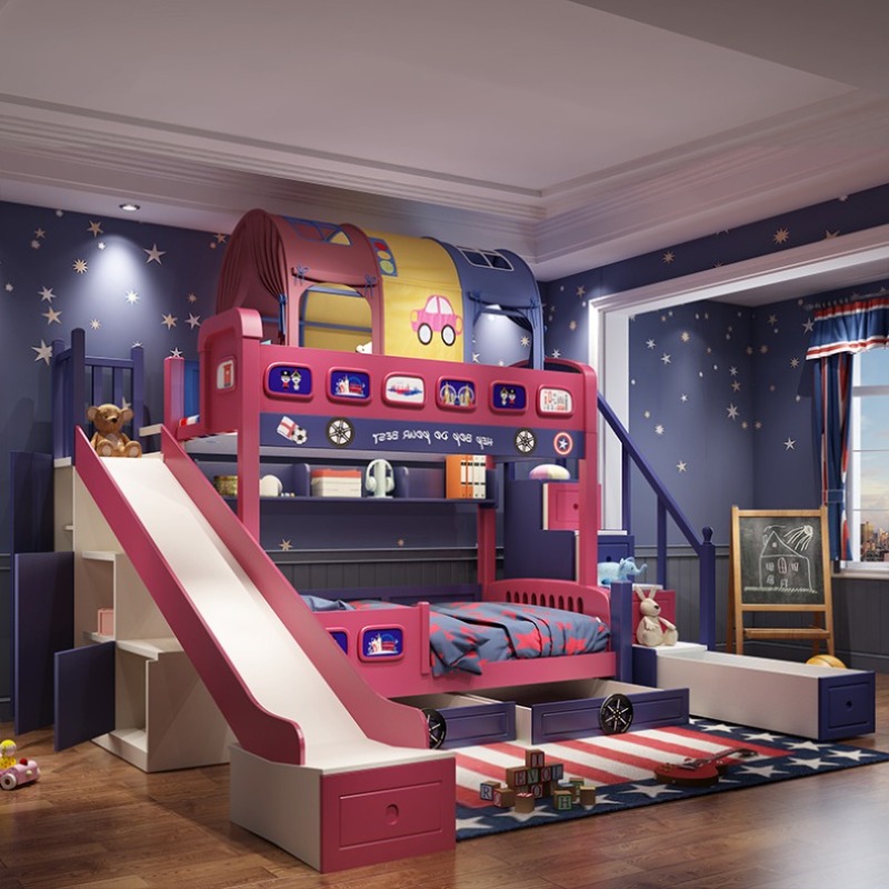 Modern Tarz Kız Çocuk Yatak Çe - Bunk Bed With Stairs And Slide incelemesi ve fiyatı