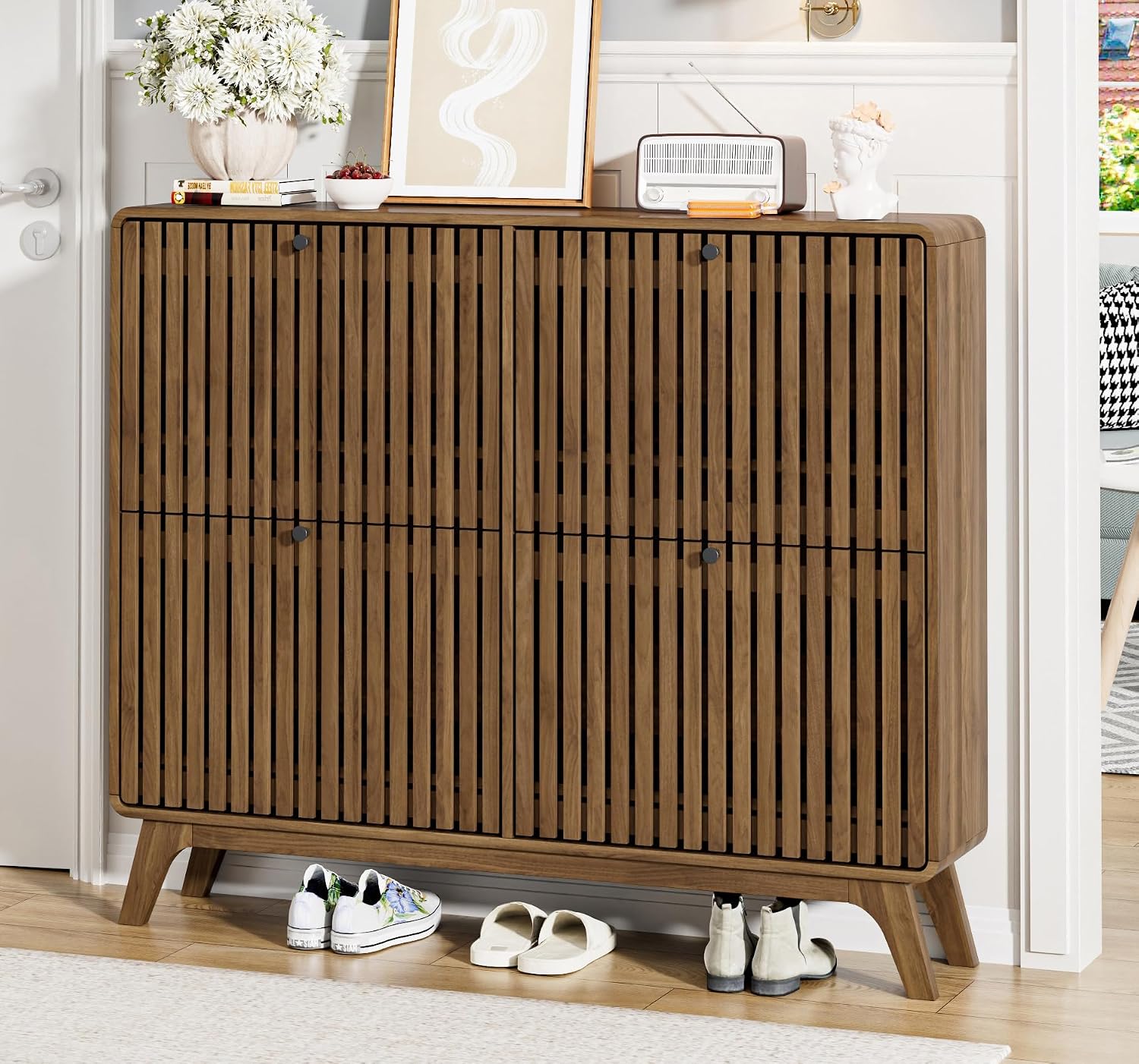 # 4 Çekmeceli Büyük Bambu Ayak - Shoe Rack Cabinet Narrow Entryway incelemesi ve fiyatı