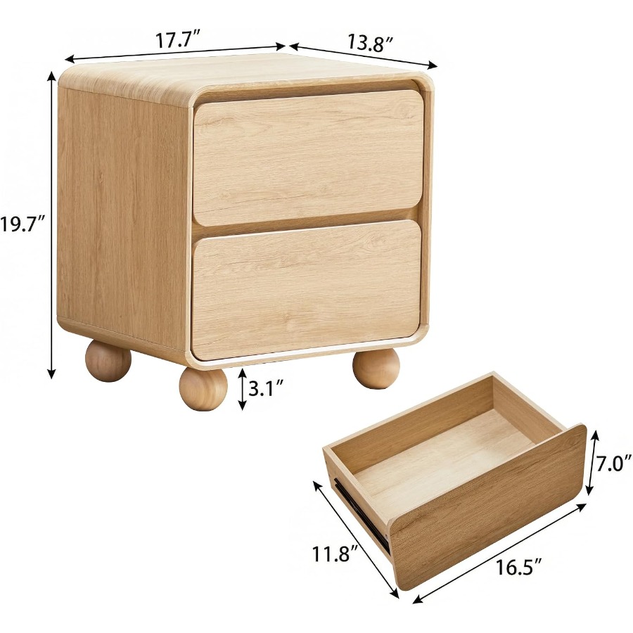 Yatak Odası için 2 Çekmeceli K - Solid Wood Nightstand 2 Drawers incelemesi ve fiyatı