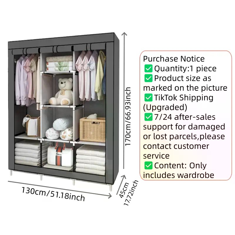 64 inç Taşınabilir Kapalı Doku - Wardrobe Closet Portable Fabric Cover incelemesi ve fiyatı