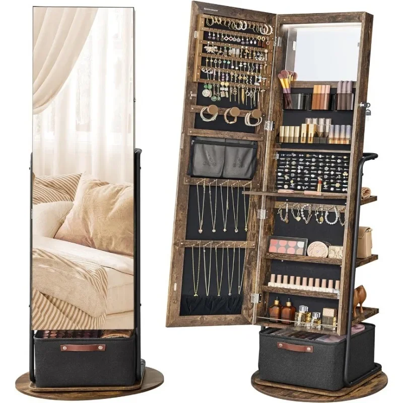 360 °   Işıklı Döner Aynalı Mü - Full Length Mirror Jewelry Armoire incelemesi ve fiyatı
