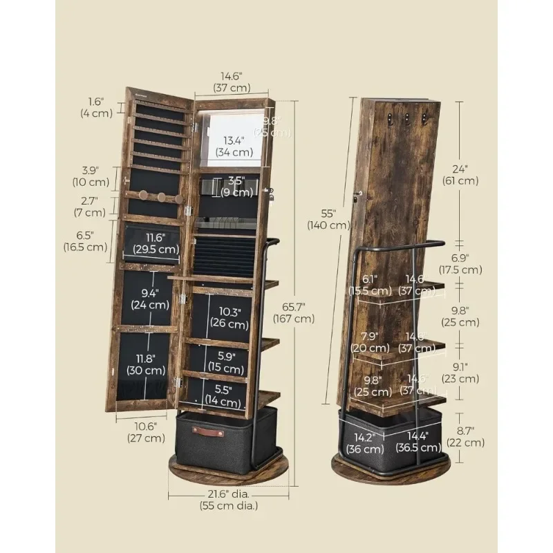 360 °   Işıklı Döner Aynalı Mü - Full Length Mirror Jewelry Armoire incelemesi ve fiyatı